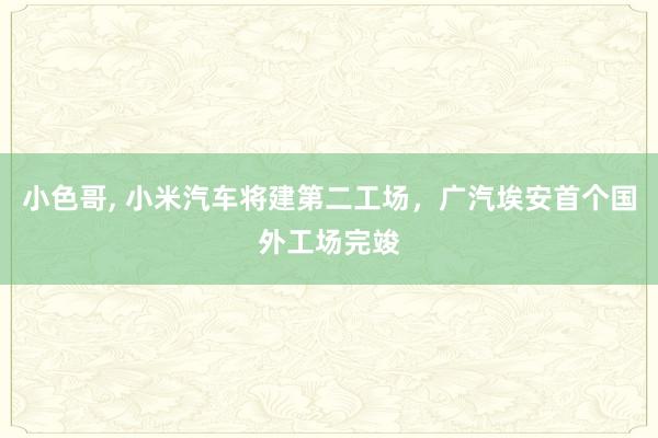 小色哥, 小米汽车将建第二工场，广汽埃安首个国外工场完竣