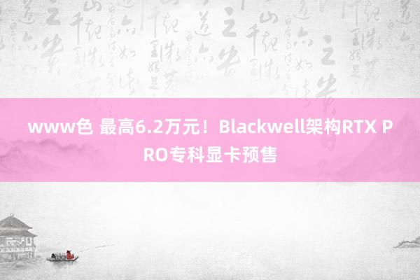 www色 最高6.2万元！Blackwell架构RTX PRO专科显卡预售