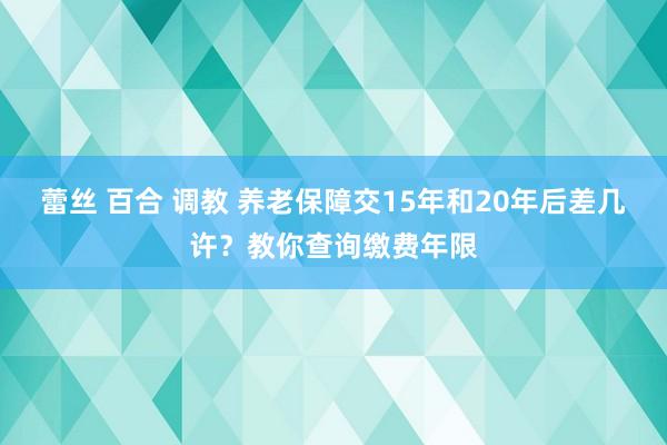 蕾丝 百合 调教 养老保障交15年和20年后差几许？教你查询缴费年限