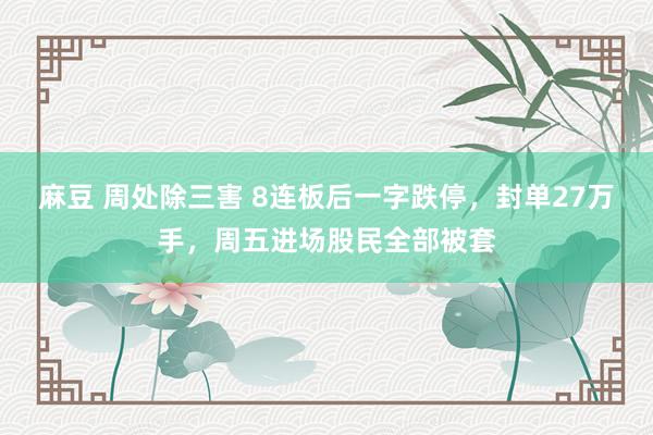麻豆 周处除三害 8连板后一字跌停，封单27万手，周五进场股民全部被套