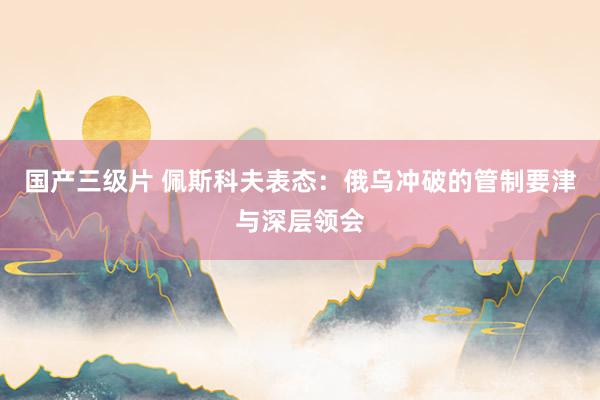国产三级片 佩斯科夫表态：俄乌冲破的管制要津与深层领会