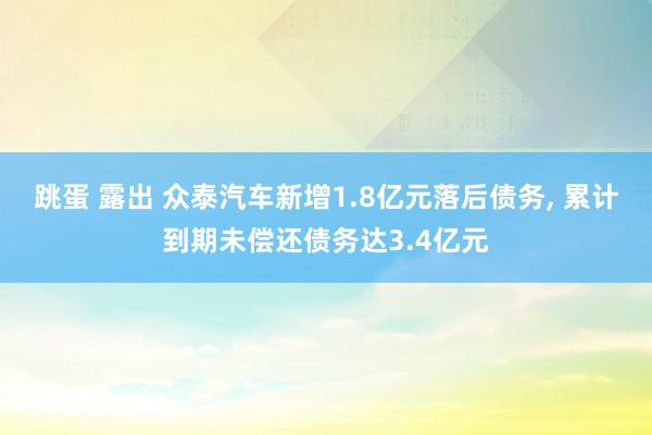 跳蛋 露出 众泰汽车新增1.8亿元落后债务, 累计到期未偿还债务达3.4亿元