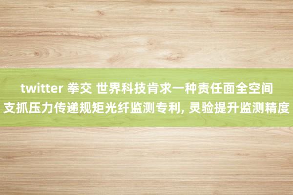 twitter 拳交 世界科技肯求一种责任面全空间支抓压力传递规矩光纤监测专利, 灵验提升监测精度