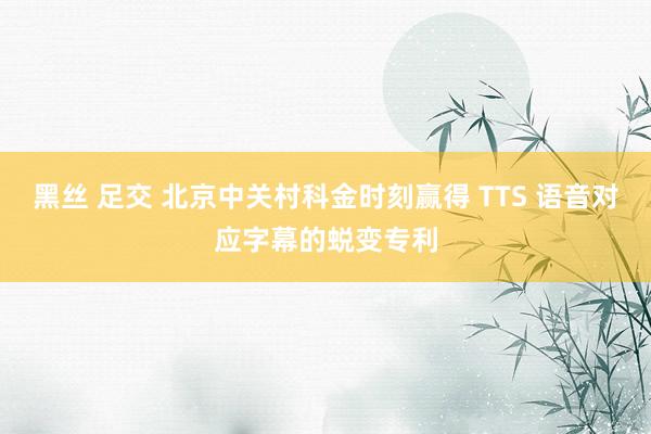 黑丝 足交 北京中关村科金时刻赢得 TTS 语音对应字幕的蜕变专利