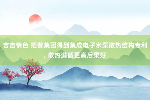 吉吉情色 拓普集团得到集成电子水泵散热结构专利, 散热遵循更高后果好