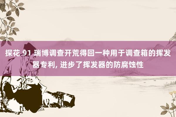 探花 91 瑞博调查开荒得回一种用于调查箱的挥发器专利, 进步了挥发器的防腐蚀性