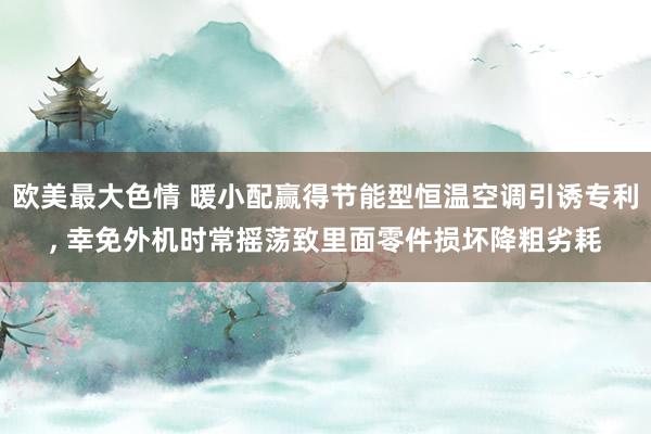 欧美最大色情 暖小配赢得节能型恒温空调引诱专利, 幸免外机时常摇荡致里面零件损坏降粗劣耗